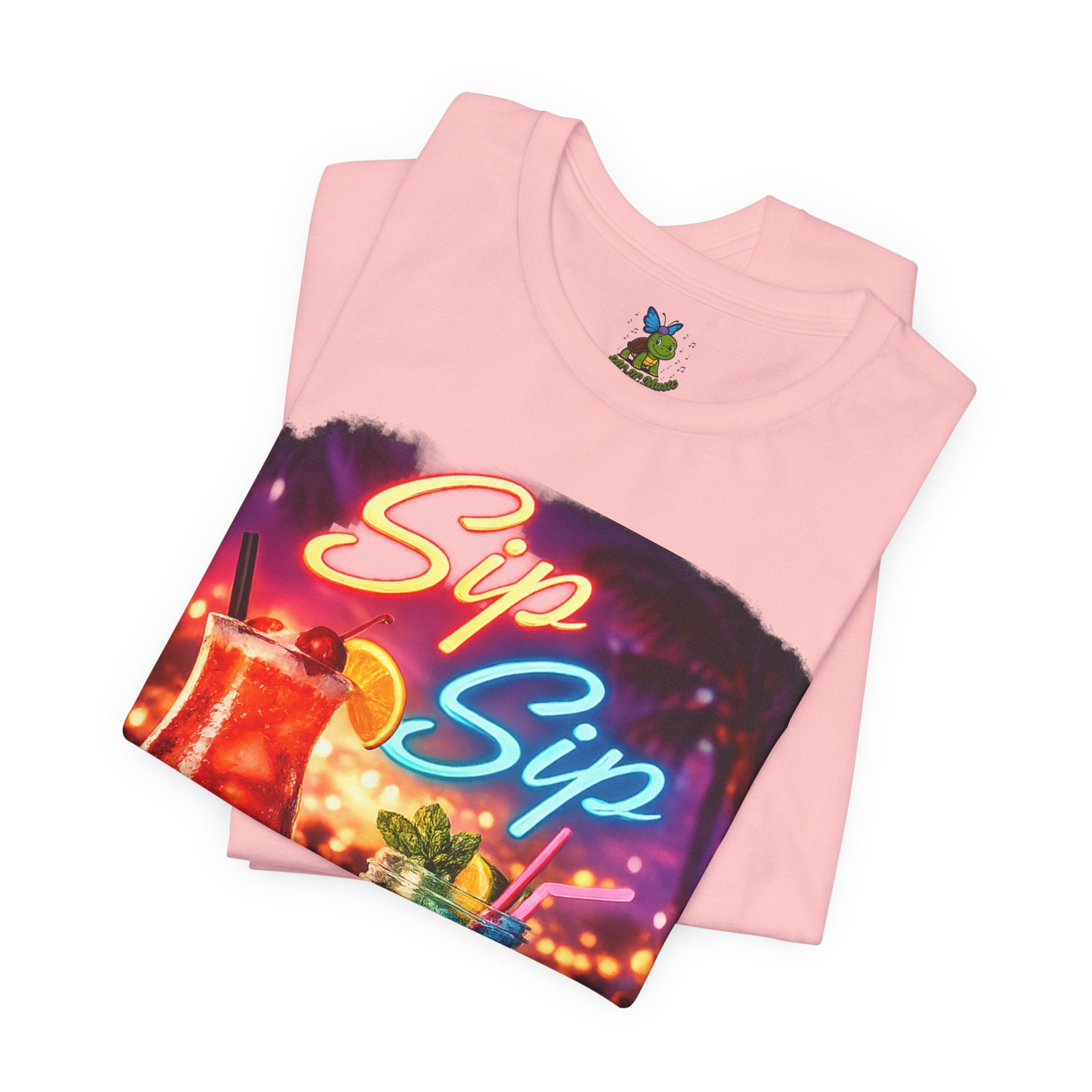 Sip Sip Cocktail Tee — Retro Neon Drink Graphic T-Shirt
