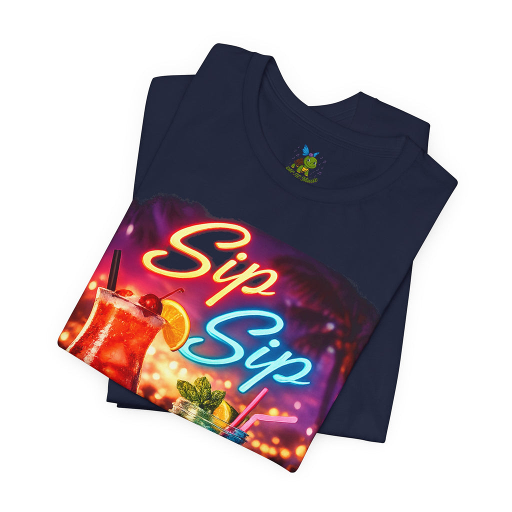 Sip Sip Cocktail Tee — Retro Neon Drink Graphic T-Shirt