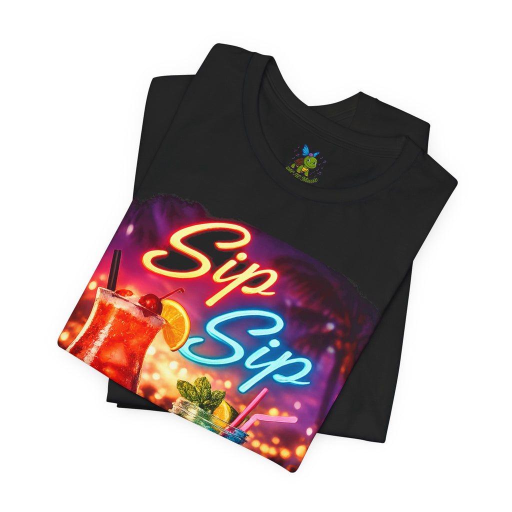 Sip Sip Cocktail Tee — Retro Neon Drink Graphic T-Shirt